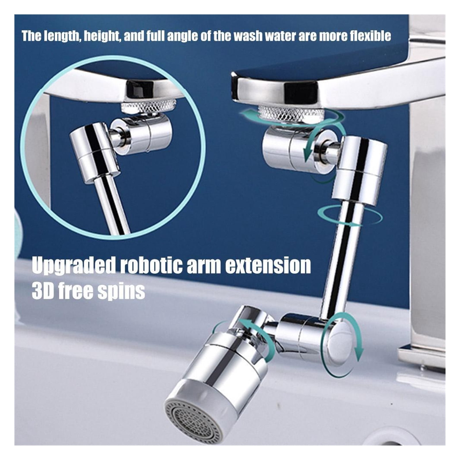 1080 Degree Universal Extension Faucet Washbasin Tap Splash Aerator Splash Filter Faucet Faucet Adaptor Rotary Robot Arm Faucets ,Water Saving