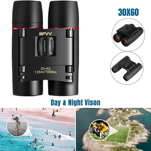 BFVV 30x60 Pocket Compact Binoculars for Adults & Kids - High Power HD with Low-Light Night Vision, Ideal for Bird Watching, Hunting, Concerts, Outdoor Hiking - Small, Lightweight