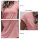 thumbnail image 5 of Camiseta casual de verano para mujer, cuello redondo, cremallera, encaje, blusas, túnica suelta, manga corta, 5 of 6