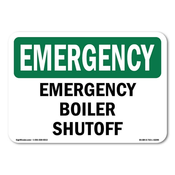 OSHA EMERGENCY Sign - Boiler Shutoff | Decal | Protect Your Business, Construction Site, Warehouse & Shop Area | Made in the USA