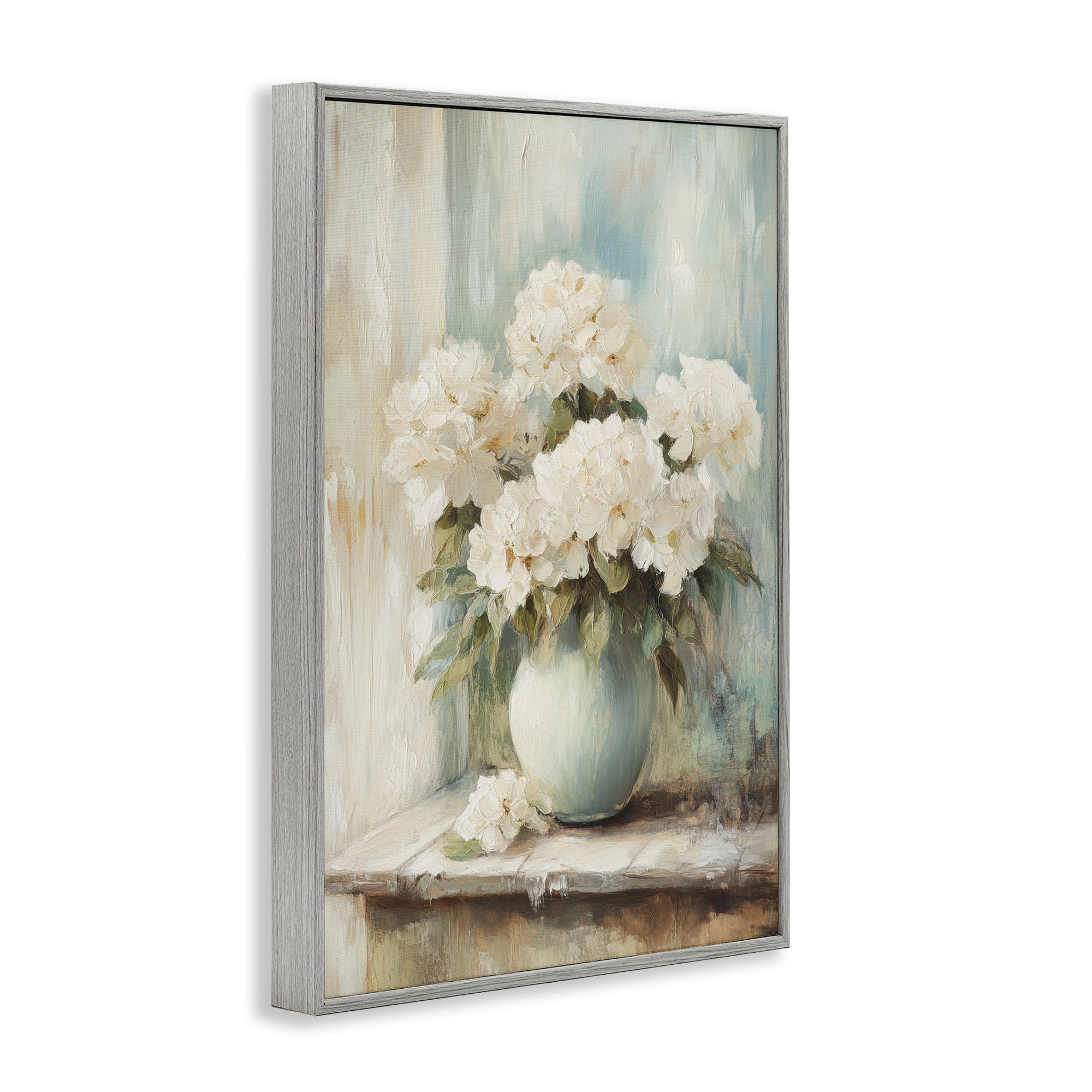 Stupell Industries Mantle Arrangement of Soft Blossoms Gray Framed Giclee Art, design by Petal Prints Design