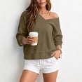 thumbnail image 5 of VBVC Women's Off Shoulder Long Sleeve Sweatshirt , Ladies' Loose Fit V Neck Pullover , Fall Winter Athletic Tops For Women, S-2XL, 5 of 8