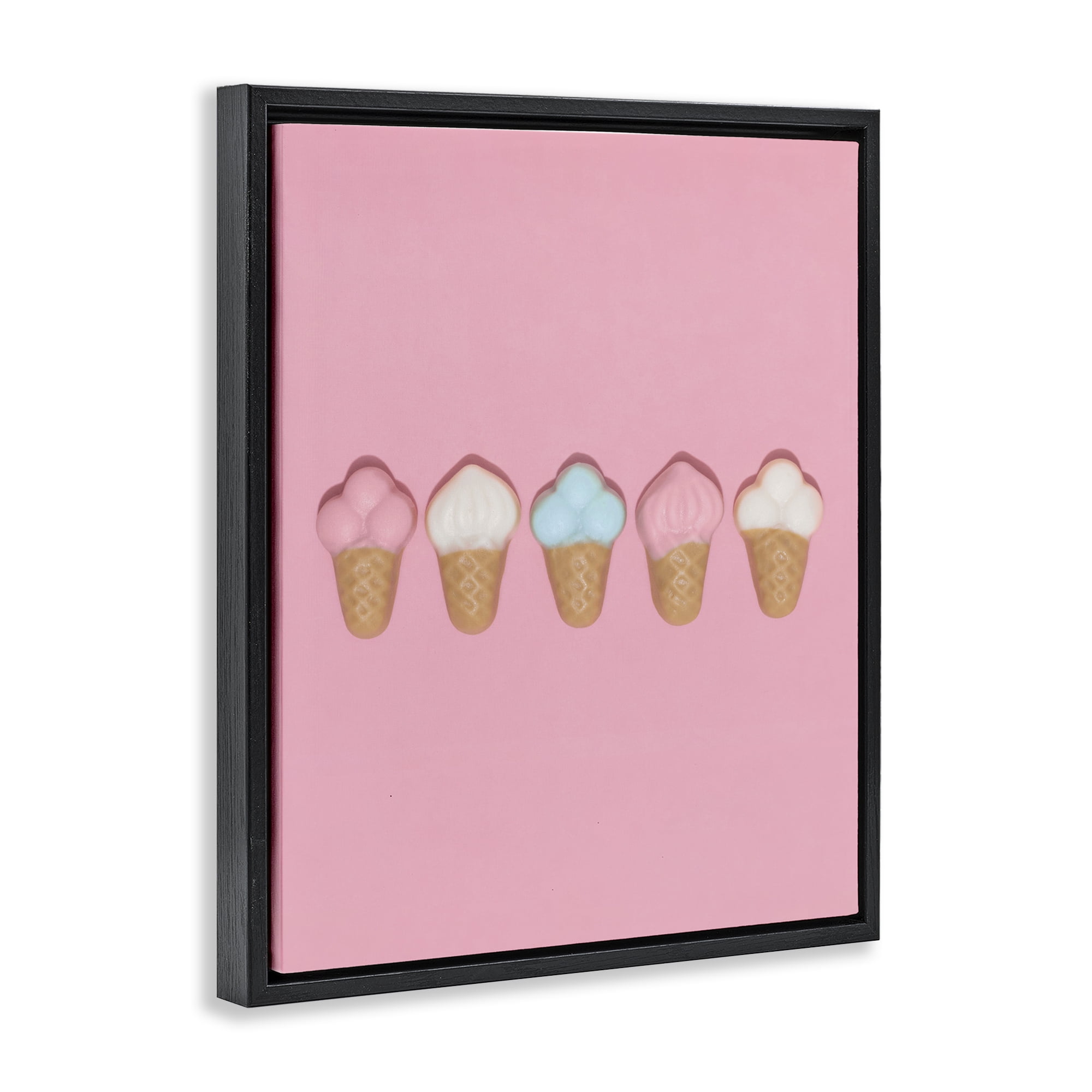 Stupell Industries Pink Ice Cream Candy Black Framed Floater Canvas Wall Art, design by LISH Creative