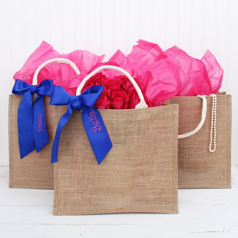 Threadart 3 Pack Jute Tote Bag - Small Size - 12x10x6 - Fine