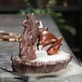 thumbnail image 3 of 1pc Creative Purple Clay Beach, Wave, Coconut Tree and Dolphin Design Backflow Incense Burner Home Decor Craft (Without Incense）, 3 of 6