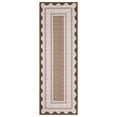 thumbnail image 3 of GlowSol 2'x6' Scalloped Edge Pattern Hallway Runner Rug Modern Border Runner Rug Bedside Non Slip Runners for Kitchen Laundry, Chocolate Brown, 3 of 8