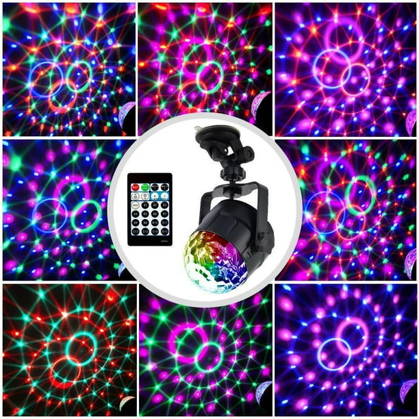 Encendiendo 15 colores LED Efecto mágico DJ Bola de discoteca Activada por sonido RGBP Luz de escenario Wdftyju Para estrenar