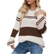 thumbnail image 1 of Suéteres para mujer Suéteres de otoño Cuello redondo Moda Manga larga Color a juego Suéter suelto Rayas Tops Blusa de punto Odeerbi  ODB-5, 1 of 5