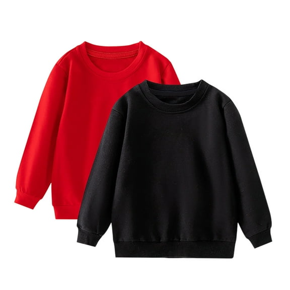 Toddler Kids Sweatshirt Solid Color Cotton Pullover Crewneck Long Sleeve Tshirts Tops for Little Boys 1-11 Years