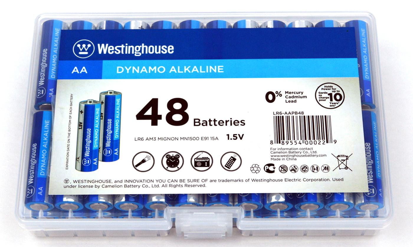 Westinghouse Dynamo Alkaline AA Batteries in Reusable Plastic Case (48 Count)