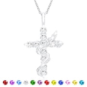 APSVO S925 Sterling Silver Plated Butterfly Cross Necklaces for Women Girls April Birthstone Necklace with Crystal Birthday First Communion Graduation Mothers Day Jewelry Gifts Teen Her Mom Kids