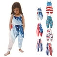 thumbnail image 3 of Summer Clearance! EINCcm Girls Romper Girl Jumpsuit Independence Day Romper Girls Summer Sling Sleeveless Short Jumpsuit, for Toddler Baby Girls, Red, 1.5-2 Years, 3 of 8