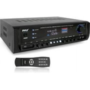 Home Audio Power Amplifier System - 300W 4 Channel Theater Power Stereo Sound Receiver Box Entertainment w/ USB, RCA, AUX, Mic w/ Echo, LED, Remote - For Speaker, iPhone, PA, Studio Use - Py