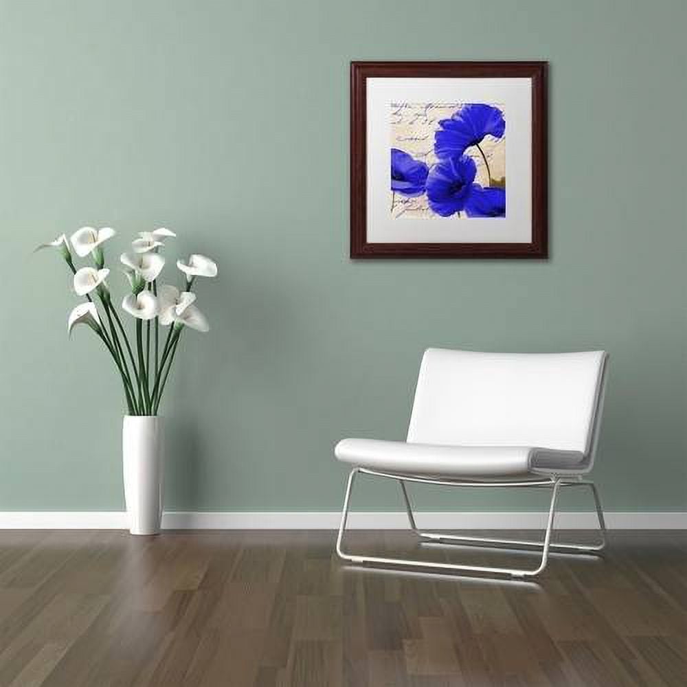 Trademark Fine Art "Coquelicots Bleues I" Canvas Art by Color Bakery White Matte, Wood Frame
