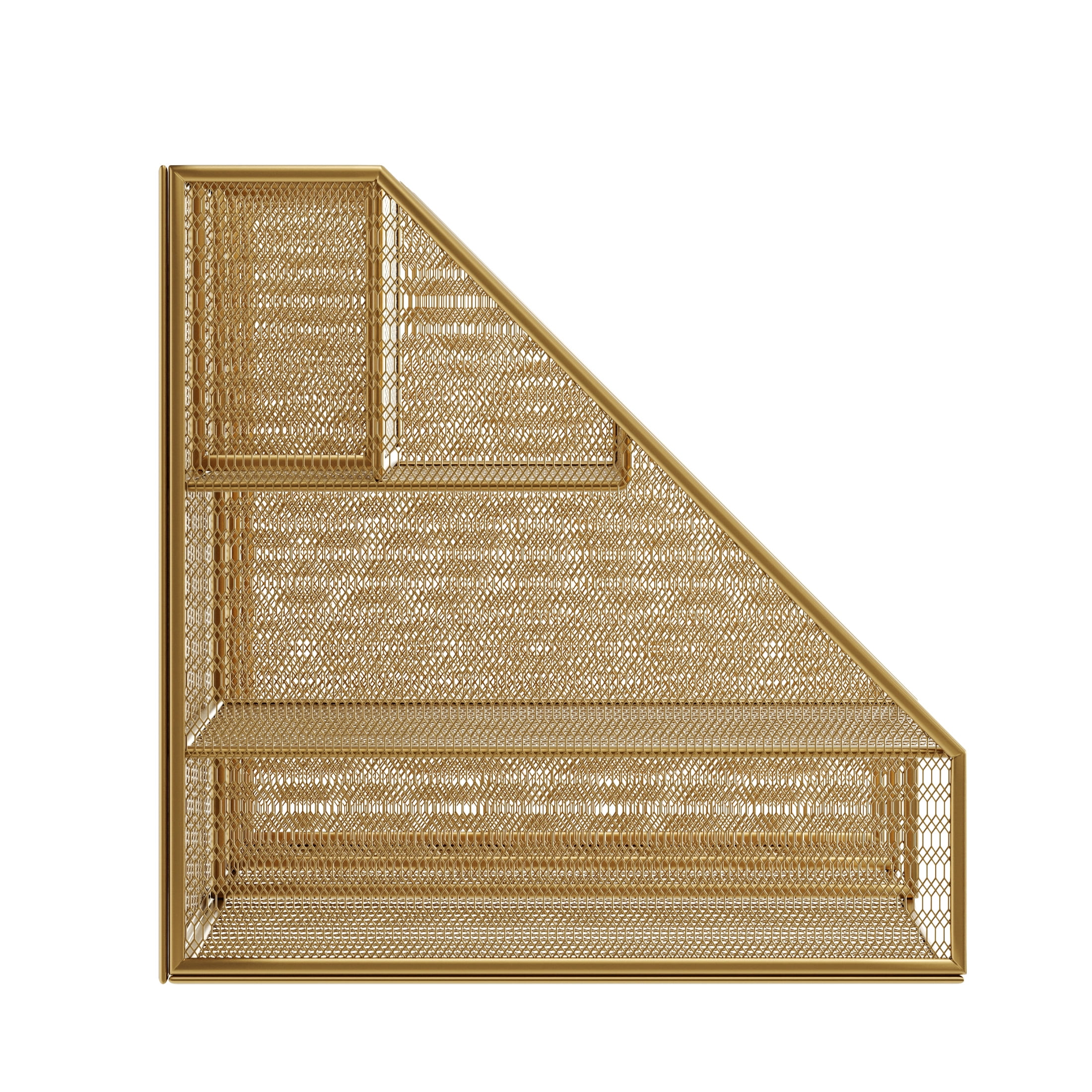 Martha Stewart Ryder Gold Mesh Metal Large Desktop Organizer with Magazine File Holder, Pen Holder, and Storage