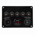 thumbnail image 3 of Boat Switch Panel, Waterproof 5 Gang Switch Plate Rocker Switch Panel 12-24V LED with Digital Voltmeter Backlit for Marine Boat RV Trailer Truck, 3 of 7