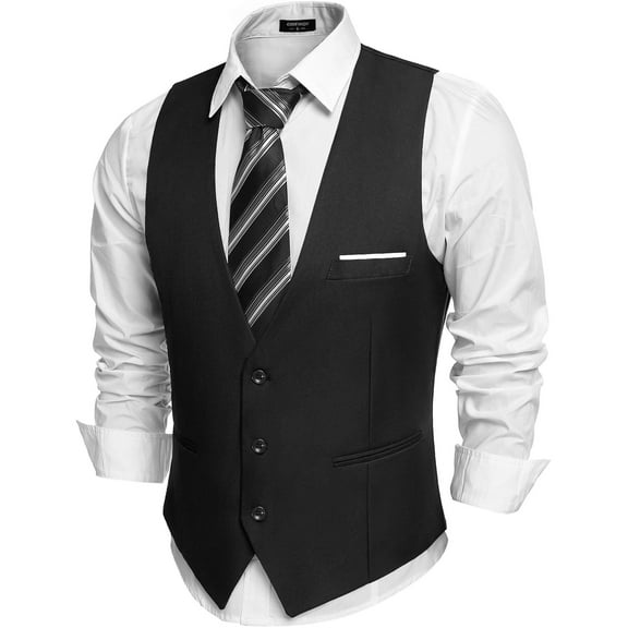 COOFANDY Men's V-Neck Sleeveless Slim Fit Jacket Casual Suit Vests