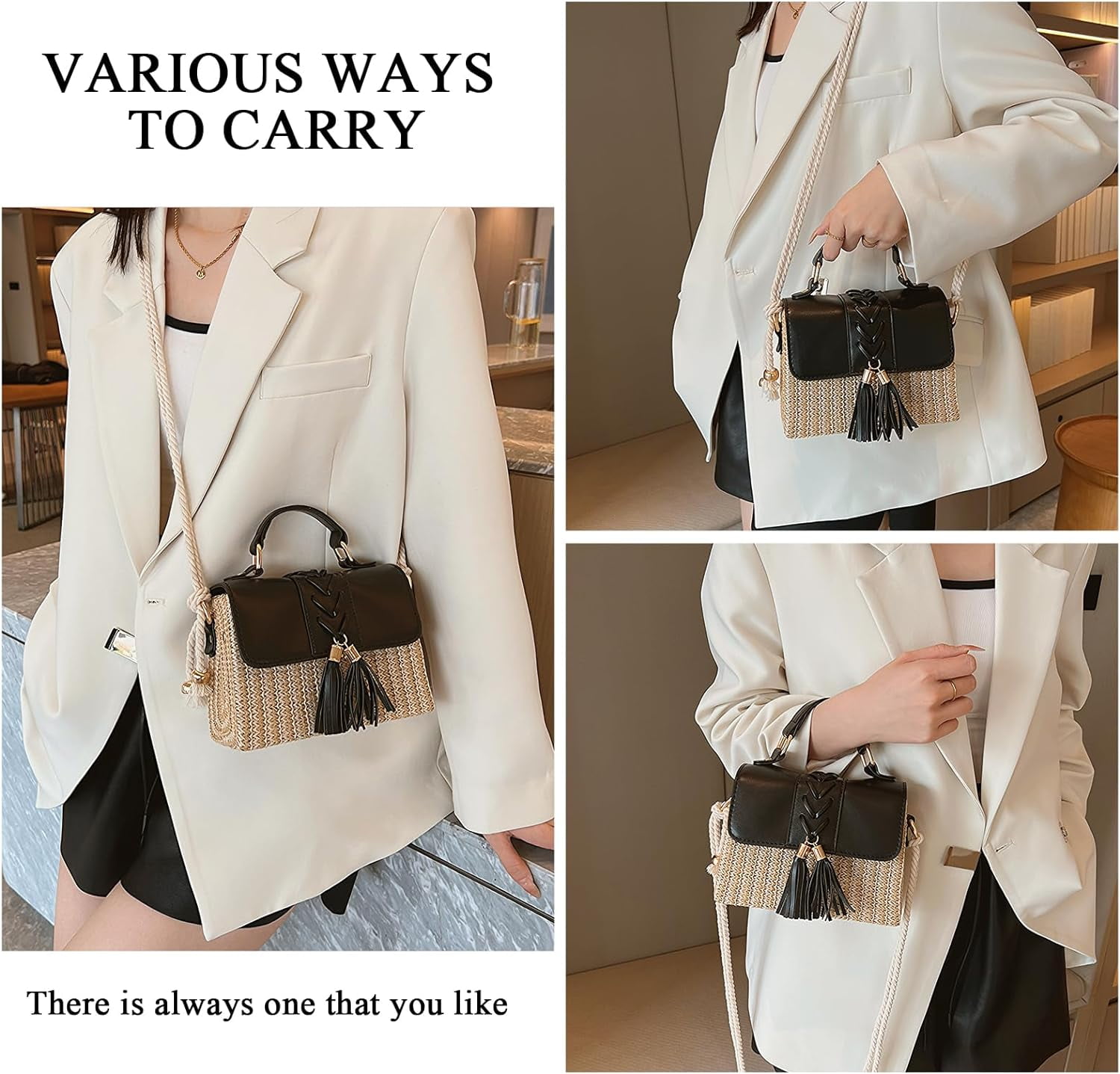 Straw Crossbody Bags for Women, Summer Straw Purses and Handbags Shoulder Clutch Bag for Vacation