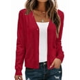 thumbnail image 3 of Women'S Soft Cropped Cardigan Casual Shawl Sweater Top Red L, 3 of 6