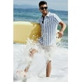 thumbnail image 6 of Mens Casual Stylish Short Sleeve Button-Up Striped Dress Shirts Cotton Shirt 2025, 6 of 8