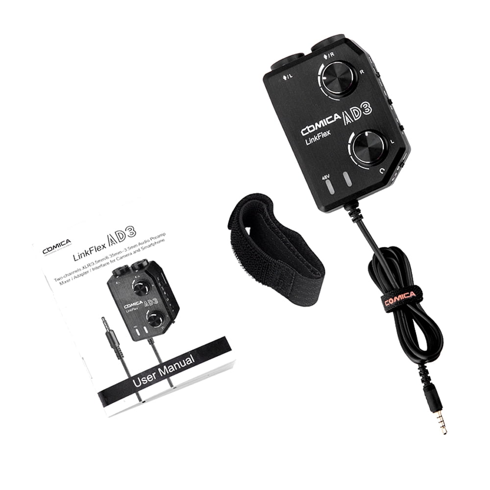 COMICA Microphone Amplifier,Two-Channels XLR/3.5mm/6.35mm-3.5mm Audio Audio Audio Preamp Preamp 3.5mm DSLR Preamp AD3 Two-Channels XLR/3.5mm/6.35mm-3.5mm XLR/3.5mm/6.35mm-3.5mm Audio Preamp