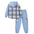 thumbnail image 3 of PureChapter Boys Clothing Sets Plaid Color Block Hooded Button Jacket & Jogger Pants 2-Piece Casual Outfits for Kids 7-15 Years, 3 of 6