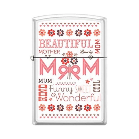 Zippo Lighter- Mom Beautiful Hearts White Matte Windproof Lighter #Z5212