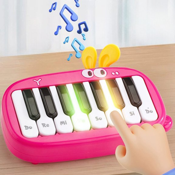 Multifunctional Kids Electronic Piano Toy,Cute Pet Musical Keyboard with Light,15 Keys Music Learning Beginner Instrument,Fine Motor Skill Development,Portable Educational Birthday Gift Toys