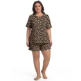 thumbnail image 5 of Cueply Women’s Plus Size Pajama Set Short Sleeve Top & Ruffle Shorts 2-Piece Sleepwear Soft Stretchy Loungewear with Elastic Waist, 5 of 7