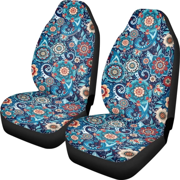 XYZCANDO Car Seat Covers Waterproof Front Car Seat Covers Front Seats Protector Decorative Comfortable SUV Vehicle, Flower Pattern
