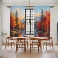thumbnail image 2 of Fall Kitchen Curtain for Berdoom Living Room Cafe 72 Inch Length, Watercolor Forest Maple Leaves Mountains Landscape Tiers Curtains Light Filtering Drapes Window Treatment 2 Panels 52"Wx72"L, 2 of 9