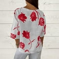thumbnail image 6 of Pxiakgy Summer Linen Shirts for Women Henley Button Down V Neck 3/4 Sleeve T-Shirt Blouse Casual Loose Basic Printed Tunic Tops 2025 Cotton Linen Tops Summer Loose Fit Blouse V Neck Tops Red 4Xl, 6 of 6
