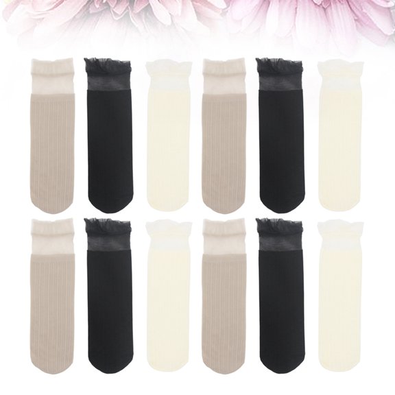 CTIRCHIU Women Girls Ultra Thin Lace Edged Ankle Socks Assorted Color Japanese Style Party Daily Wear