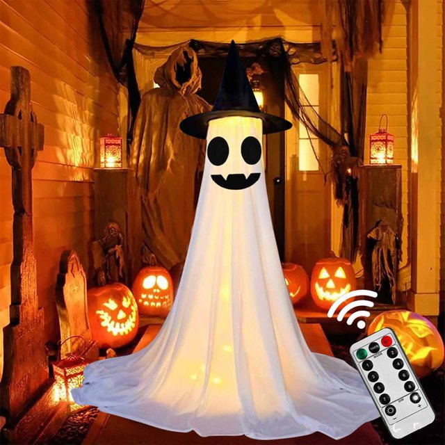 Decoraciones de Halloween, adornos de Halloween, regalos de Halloween, decoración de fantasmas de Halloween con lámpara de control remoto, lámpara fantasma, adorno de jardín para fiesta en el patio, c