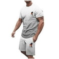 thumbnail image 3 of toraway Ensembles pour Hommes Tenues 2 Pcs Été Automne Costume d'Automne pour Hommes Grande Taille Manches Courtes Col Rond Ensemble de Sport Décontracté Petit Imprimé Noix de Coco TTG, 3 of 4