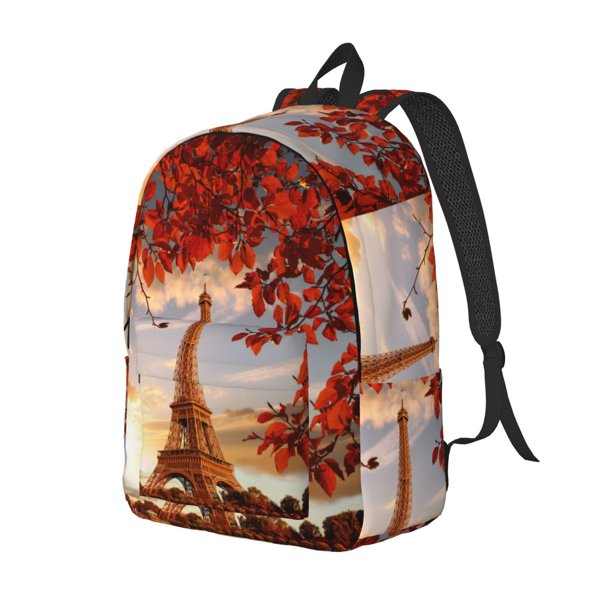 Disketp Eiffel Tower Mochila de Lona Estampada, Mochila Escolar de Viaje Ligera para Estudiantes y Portátil-Small