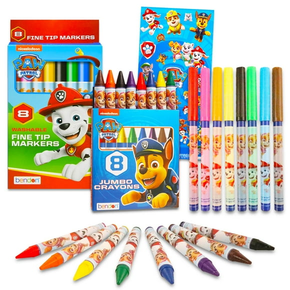 Set para colorear La Patrulla Canina para niñas con 8 rotuladores y 8 crayones
