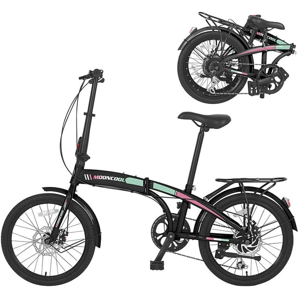 MOONCOOL Adult Folding Bike, 20inch Wheels 7Speed Foldable Compact Bicycle with Disc Brakes