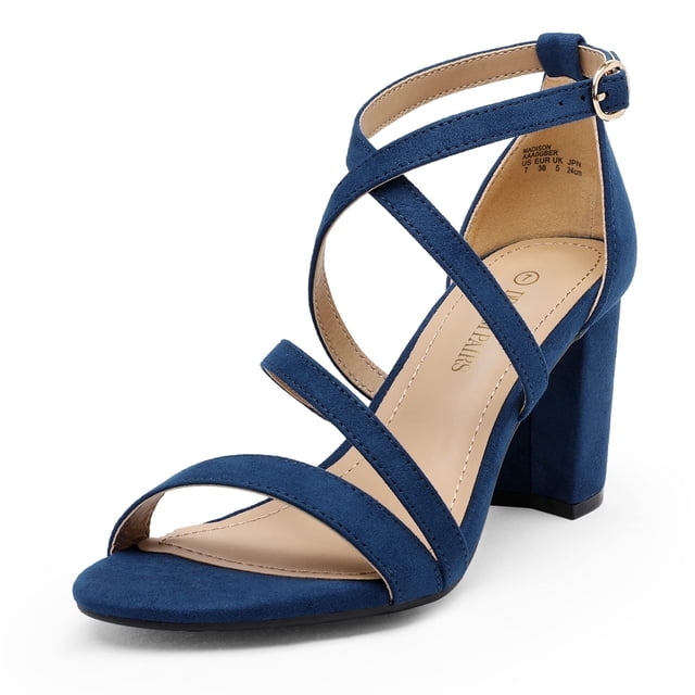 Sandalia DREAM PAIRS MADISON Azul Marino Ante Tacón 7,5 cm