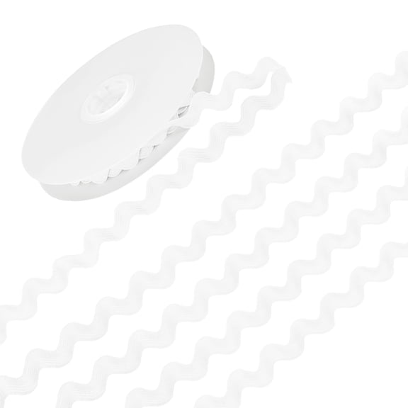 Uxcell 1 Roll Rick Rack Trim, 10 Yard x 0.6 inch Wave Bending Fringe Trimming Ribbon White