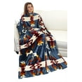 thumbnail image 7 of Catalonia Wearable Blanket with Sleeves and Pocket, Cozy Soft Fleece Micro Plush Wrap Adult Blanket Robe for Women Men, Southwest Blue Pattern Makes a Great Gift for Holidays, 73" x 51"., 7 of 7