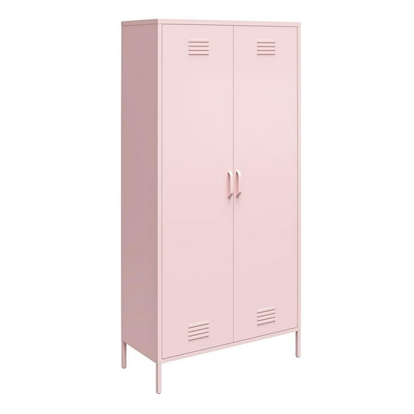 Novogratz Cache Tall 2 Door Metal Locker Cabinet, Bashful Pink