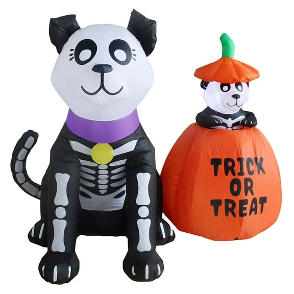 4ft Pop-Up Animated Skeleton Dogs  Airblown Halloween Inflatable