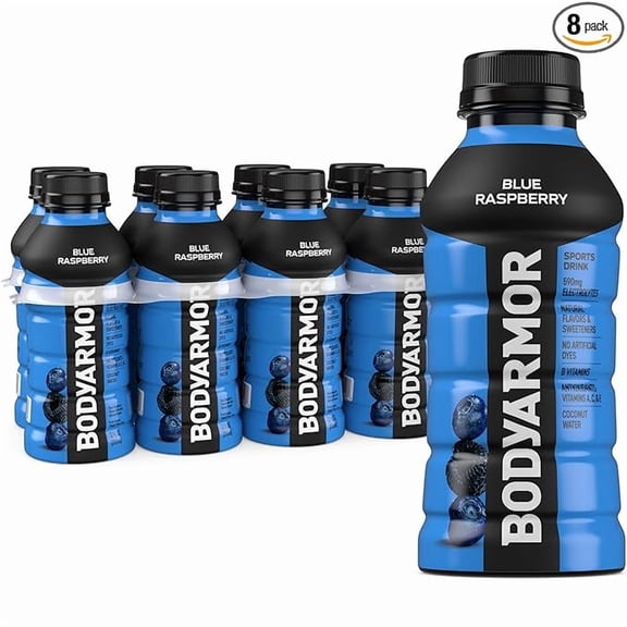 (1 pack) BODYARMOR Sports Drink Sports Beverage, Blue Raspberry, Natural Flavors With Vitamins, Potassium-Packed Electrolytes, No Preservatives, Perfect For Athletes, 12 ounce (Pack of 8)