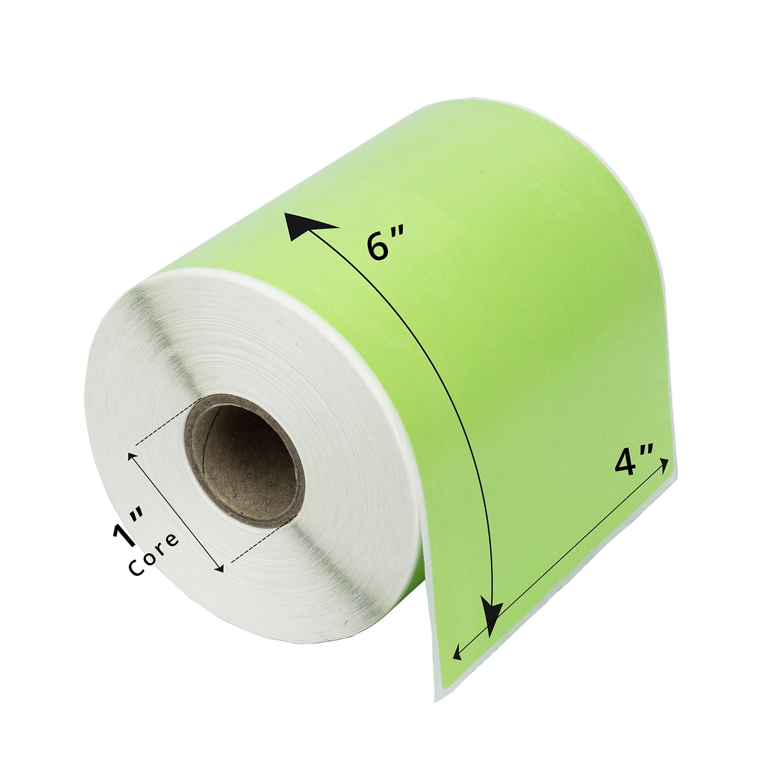 HOUSELABELS 4" x 6" Green Shipping Labels on 1" Core Compatible With Zebra and Rollo Printers, 4 Rolls / 250 Labels per Roll