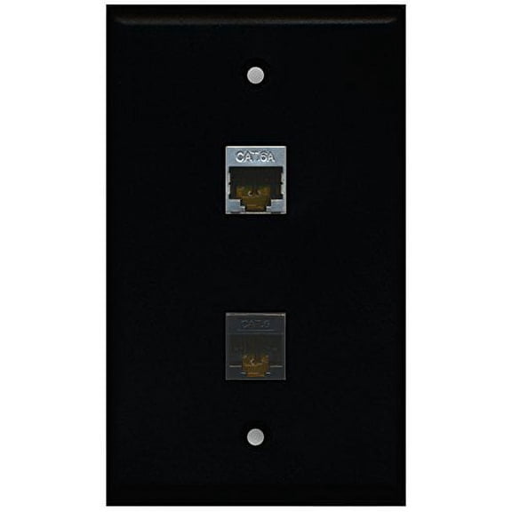 RiteAV - Black 1 Port Cat6 Ethernet Black 1 Port Cat6a Wall Plate