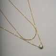 thumbnail image 4 of Mercie Sterling Silver Gold Vermeil Layered Pendant Necklace Bezel Set Stone Double Chain Design 18 Inch Everyday Wear, 4 of 7