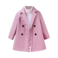 thumbnail image 2 of NAISIBABY Girls Woolen Jacket 7T, Double Breasted Ruffles Lapel Trench Coat Winter Fashion Dress Mid-Length Peacoat Pink(2-8T), 2 of 8