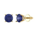 thumbnail image 2 of 1.5 Ct Round Cut Studs Blue Tanzanite 14K Yellow Solid Solid Gold Everyday Dainty Earrings Screw Back, 2 of 7