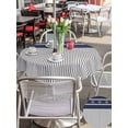 thumbnail image 5 of Outdoor Tablecloth with Umbrella Hole for Patio/Picnic/Party/Camping, Navy Blue Striped Waterproof Table Cloth Round Cover Washable, Contemporary Geometric Art Rustic (Dia 60"), 5 of 9